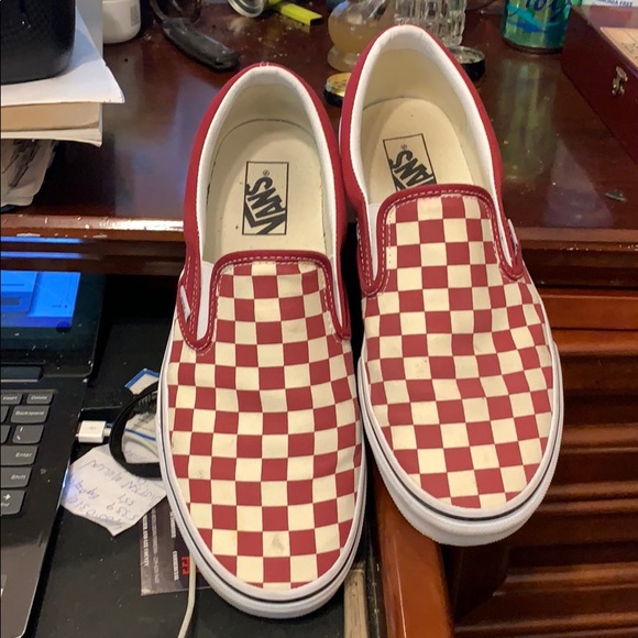 Burgundy Checkered Vans - Picture 3 of 4